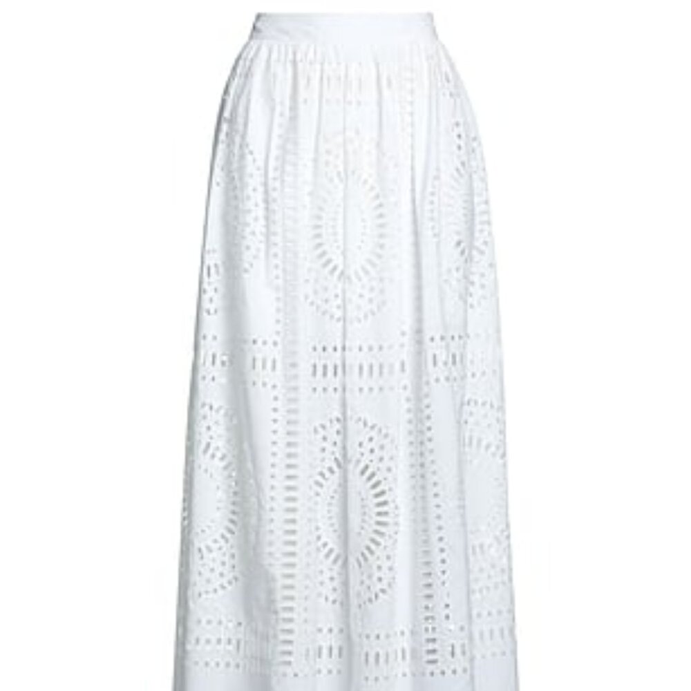 Alberta Ferretti White Flare Lace Maxi Skirt Size 4